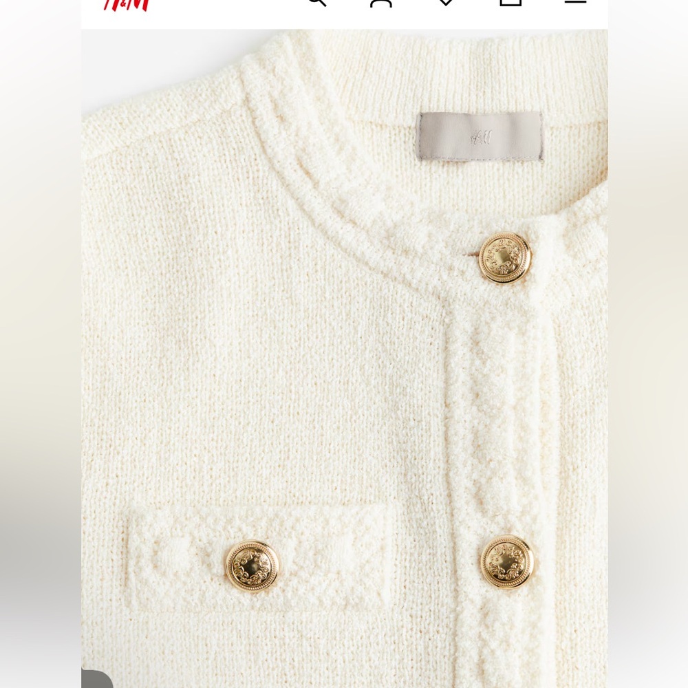 H&M Off-White Boucle Knit Cardigan Large EUC - Picture 4 of 4